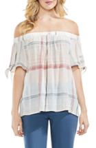 Women's Vince Camuto Crinkle Stretch Cotton Off The Shoulder Top, Size - Pink