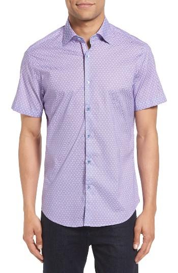 Men's Stone Rose Diamond Geo Sport Shirt, Size - Purple