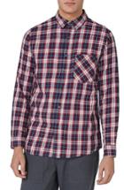 Men's Topman Classic Fit Check Shirt, Size - Blue