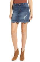 Women's 1822 Denim Ripped Raw Edge Miniskirt - Blue