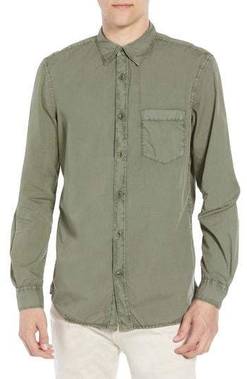 Men's French Connection Overdyed Regular Fit Poplin Sport Shirt - Green