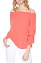 Petite Women's Sanctuary Off The Shoulder Blouse, Size P - Red