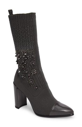 Women's Stuart Weitzman Sockhop Embellished Boot .5 M - Grey