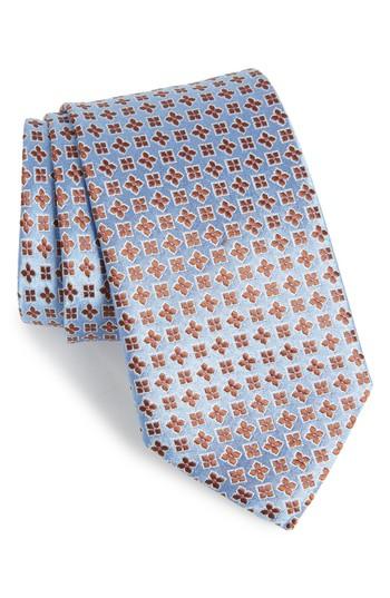 Men's Eton Neat Floral Silk Tie, Size - Blue