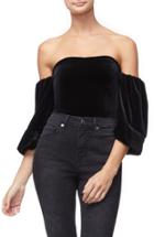 Women's Good American Velvet Off The Shoulder Bodysuit - Black