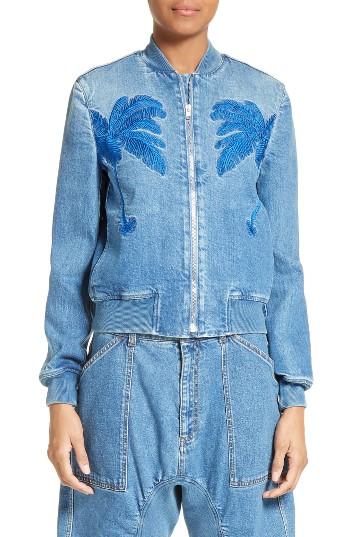 Women's Stella Mccartney Palm Tree Denim Bomber Jacket