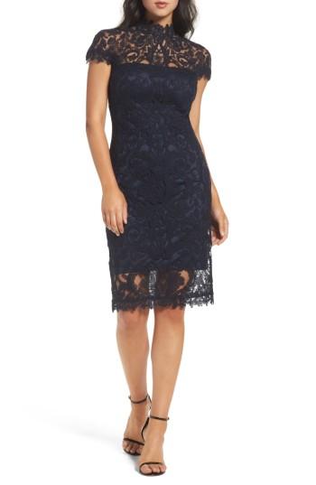 Women's Tadashi Shoji Mock Neck Corded Tulle Sheath Dress