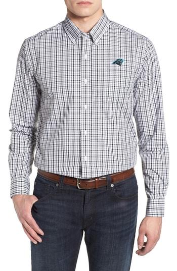 Men's Cutter & Buck Carolina Panthers - Gilman Regular Fit Plaid Sport Shirt - Black