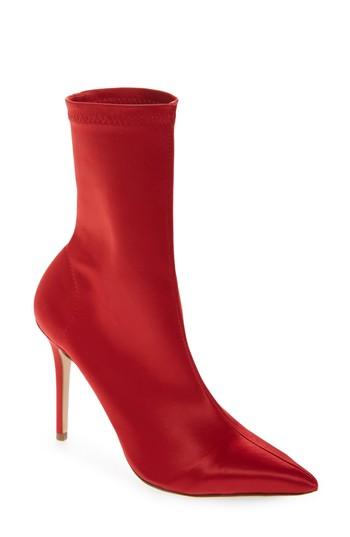 Women's Tony Bianco Davis Stretch Satin Bootie .5 M - Red