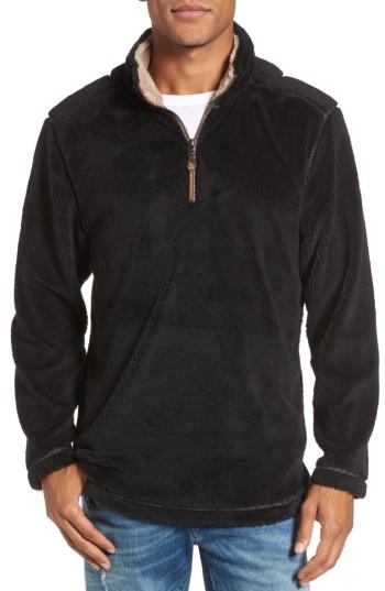 Men's True Grit Pebble Pile Faux Fur Half Zip Pullover - Black