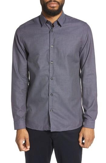 Men's Ted Baker London Appalo Trim Fit Textured Sport Shirt (m) - Blue