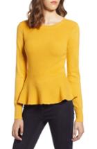 Women's Halogen Peplum Sweater - Yellow
