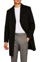 Men's Topman Wool Blend Overcoat - Black