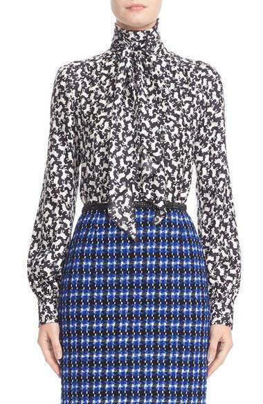 Women's Marc Jacobs Tie Neck Poodle Print Blouse
