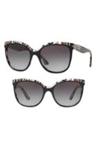Women's Burberry Marblecheck 55mm Polarized Square Sunglasses - Top Black Gradient