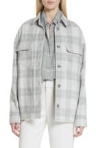 Women's Vince Plaid Wool Blend Jacket - Grey