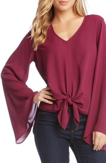 Women's Karen Kane Bell Sleeve Tie Front Top
