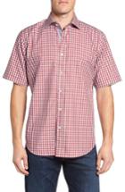 Men's Bugatchi Classic Fit Gingham Short Sleeve Sport Shirt, Size - Red