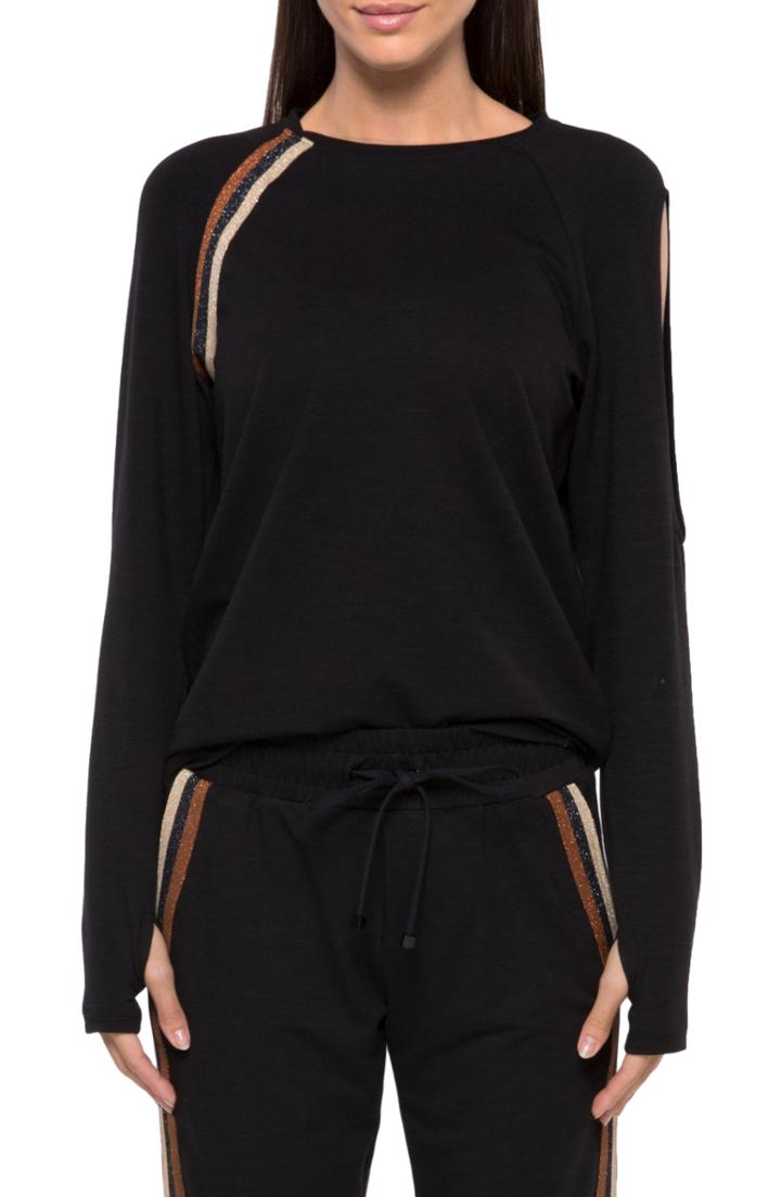 Women's Koral Wisdom Daze Cutout Glitter Stripe Top - Black