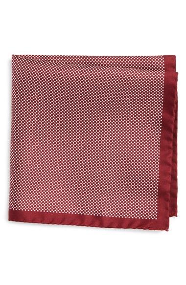 Men's Eton Dot Silk Pocket Square, Size - Red
