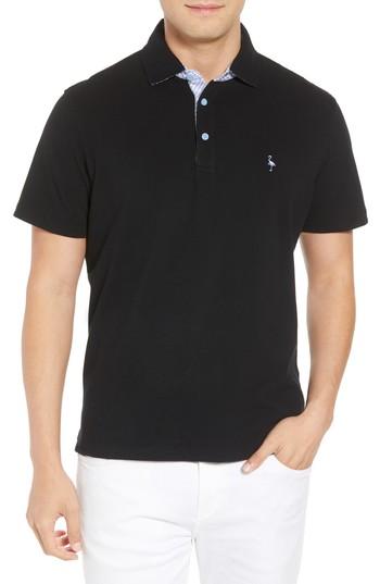 Men's Tailorbyrd Print Trim Polo - Black