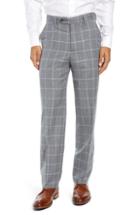 Men's Berle Manufacturing Flat Front Windowpane Wool Trousers - White