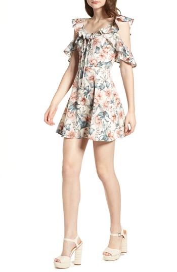Women's J.o.a. Asymmetrical Cold Shoulder Mini Dress - Orange