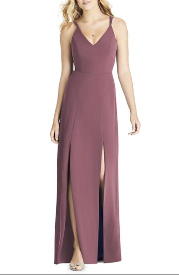 Women's Social Bridesmaids Slit Matte Chiffon Gown