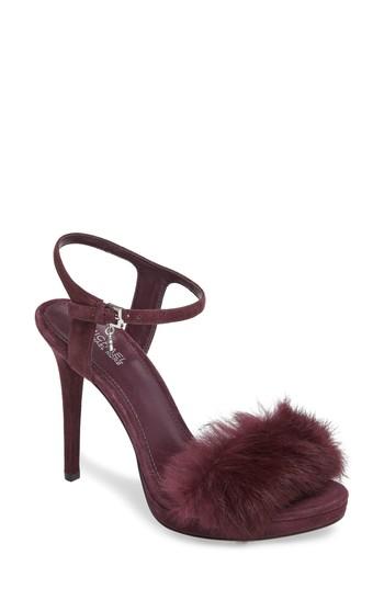 Women's Michael Michael Kors Faye Genuine Rabbit Fur Sandal .5 M - Purple