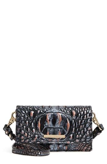 Brahmim Nadia Croc Embossed Leather Crossbody Bag - Blue