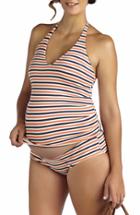 Women's Pez D'or Striped Sporty Tankini Maternity Swimsuit - Orange