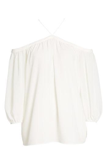 Women's 1.state Off The Shoulder Sheer Chiffon Blouse - Orange