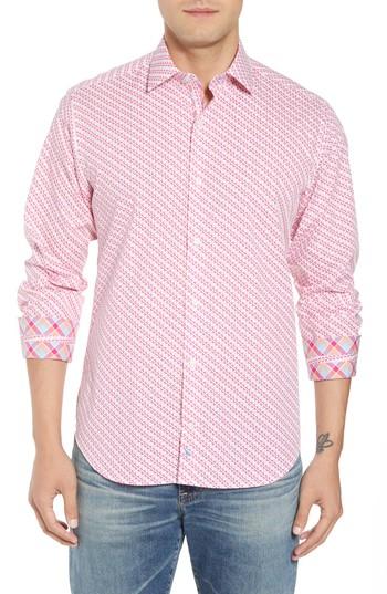 Men's Tailorbyrd Ade Regular Fit Print Sport Shirt - Pink
