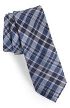 Men's 1901 Bartman Plaid Silk & Linen Tie, Size - Blue