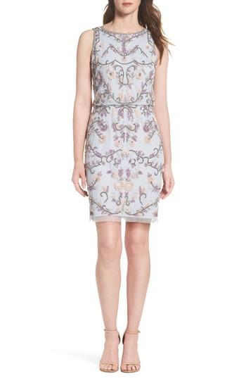 Women's Adrianna Papell Embellished Blouson Cocktail Dress - Grey