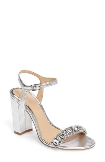 Women's Jewel Badgley Mischka Hendricks Embellished Block Heel Sandal M - Metallic