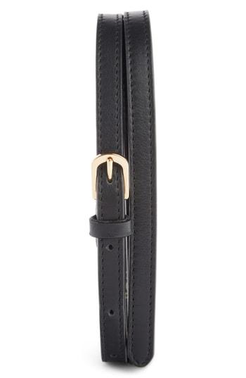 Women's Dries Van Noten Leather Skinny Belt - Black