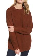 Women's Moon River Distressed Chunky Knit Sweater - Brown