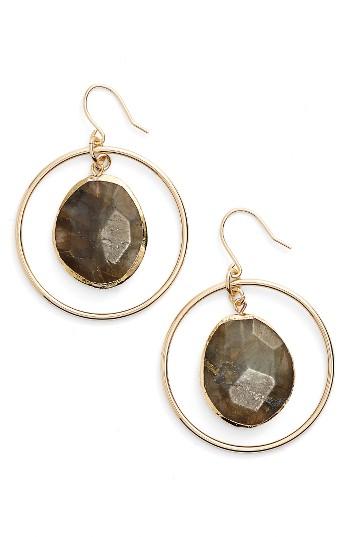 Women's Nordstrom Stone Frontal Hoop Earrings