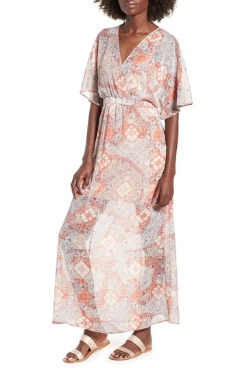 Women's Love, Fire Chiffon Maxi Dress - Pink