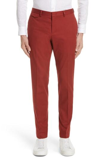 Men's Z Zegna Flat Front Stretch Cotton Trousers Us / 48 Eu R - Red