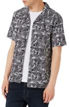 Men's Topman Wave Print Shirt - Black
