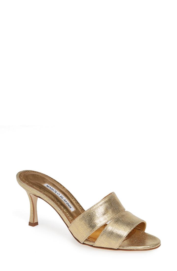 Women's Manolo Blahnik Iacopo Mule Sandal Us / 38eu - Metallic