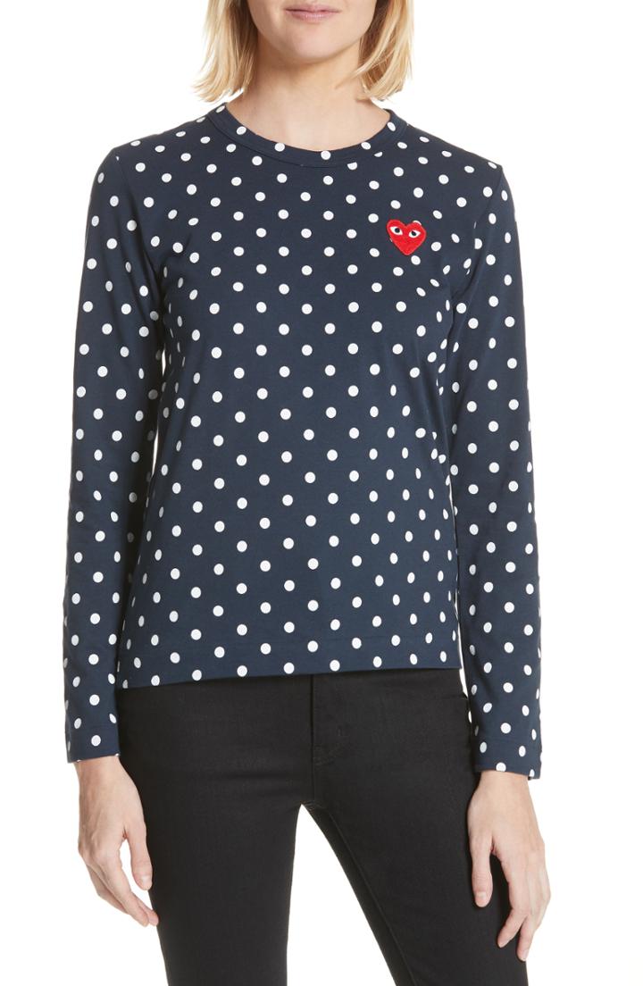 Women's Comme Des Garcons Play Red Heart Polka Dot Tee