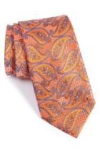Men's Nordstrom Men's Shop Palm Paisley Silk Tie, Size - Orange