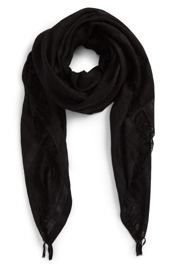 Women's Caslon Solid Linen Blend Scarf, Size - Black