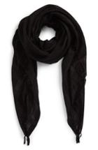 Women's Caslon Solid Linen Blend Scarf, Size - Black