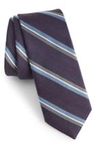Men's The Tie Bar Short Cut Stripe Silk & Wool Skinny Tie, Size - Purple