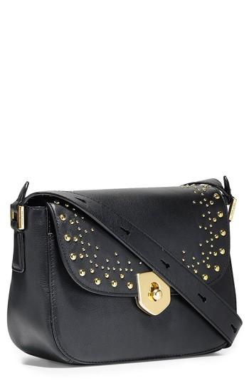 Cole Haan Mini Marli Studded Leather Saddle Bag - Black