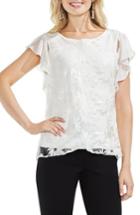 Women's Vince Camuto Embroidered Sequin Ruffle Sleeve Blouse - White